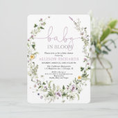 Baby in Bloom lavender yellow girl baby shower Kaart (Staand voorkant)