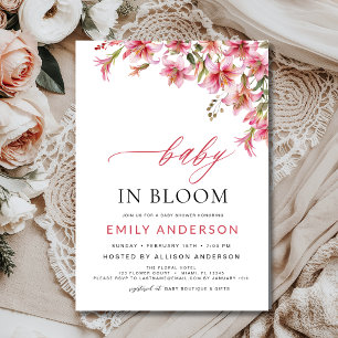 Baby in Bloom Lelies Floral Girl's Baby shower Kaart