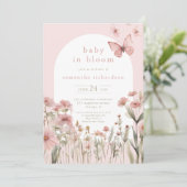 Baby in Bloom lente vlinder wilde bloemen douche Kaart (Staand voorkant)