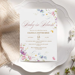 Baby in Bloom Lente Watercolor Baby Shower Kaart