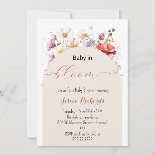 Baby in Bloom Lente Zomer Bloemen Baby shower Kaart (Voorkant)