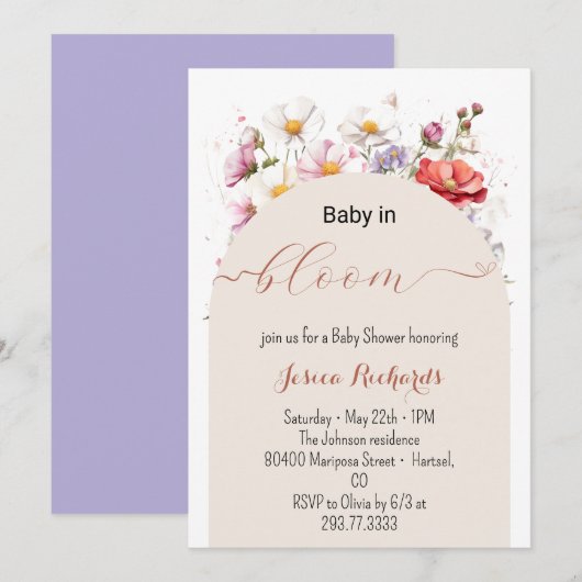 Baby in Bloom Lente Zomer Bloemen Baby shower Kaart (Voorkant / Achterkant)