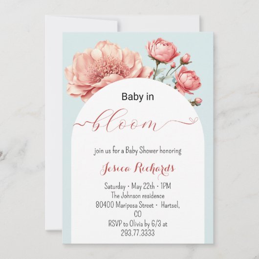 Baby in Bloom Lente Zomer Bloemen Baby shower Kaart (Voorkant)