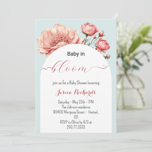 Baby in Bloom Lente Zomer Bloemen Baby shower Kaart (Staand voorkant)