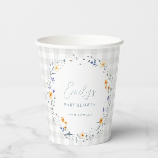 Baby in Bloom Lente Zomer Bloemen Baby shower Papieren Bekers (Achterkant)