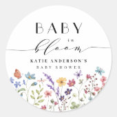 Baby in Bloom Lente Zomer Bloemen Baby shower Ronde Sticker (Voorkant)