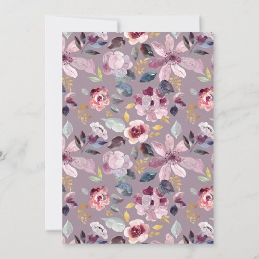 Baby in Bloom Lila Bloemen Baby shower Kaart (Achterkant)