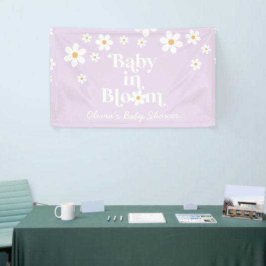 Baby in Bloom Lila Daisy boho douche Banner (Beurs)