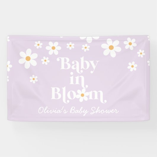 Baby in Bloom Lila Daisy boho douche Banner (Horizontaal)