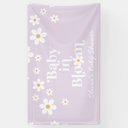 Baby in Bloom Lila Daisy boho douche Banner (Verticaal)