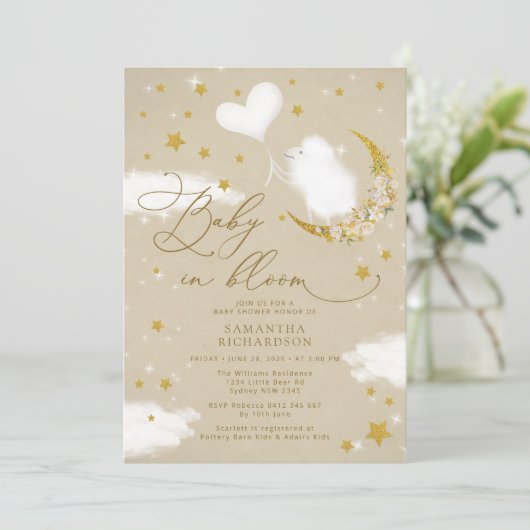 Baby in Bloom Little Lamb Baby shower Kaart (Staand voorkant)