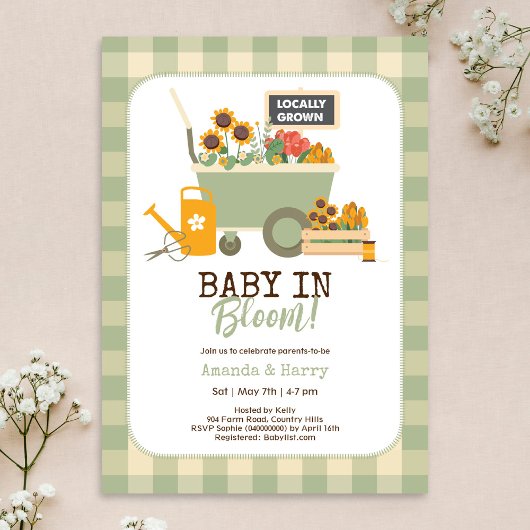 Baby in Bloom Lokaal Gegroeide Markt Baby shower Kaart