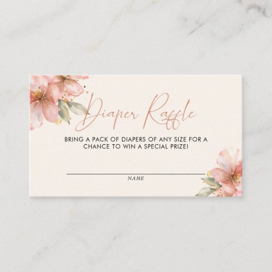 Baby in Bloom Luier Raffle Baby shower Bloemen Informatiekaartje (Voorkant)