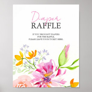 Baby in Bloom Luier Raffle Baby shower teken Poster