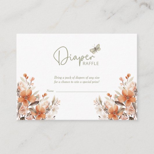 Baby in Bloom Luier Raffle Meisje Baby shower Informatiekaartje (Voorkant)