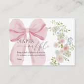 Baby in Bloom Luier Raffle Roze Bow Baby shower Informatiekaartje (Voorkant)