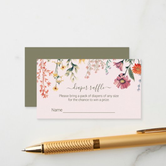 Baby in Bloom Luier Raffle Tickets Behuizing Informatiekaartje (Voorkant / Achterkant in situ)