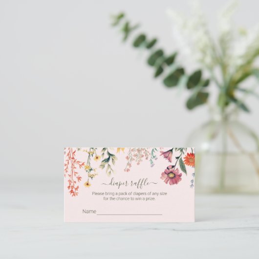 Baby in Bloom Luier Raffle Tickets Behuizing Informatiekaartje (Staand voorkant)