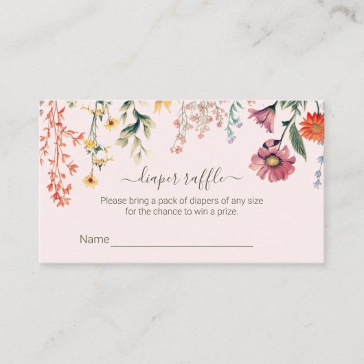 Baby in Bloom Luier Raffle Tickets Behuizing Informatiekaartje (Voorkant)