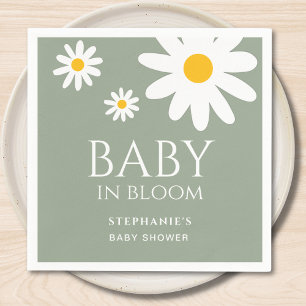 Baby in Bloom Madeliefje Salie Groene Babyborrel Servet