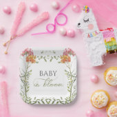 Baby in Bloom Meadow Flowers Watercolor  Papieren Bordje (Feest)