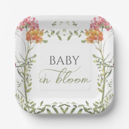 Baby in Bloom Meadow Flowers Watercolor  Papieren Bordje