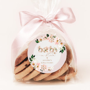 Baby in bloom meisje baby shower elegant ronde sticker