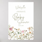 Baby in Bloom Meisje Baby shower Welkom Poster (Voorkant)