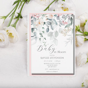 Baby in Bloom Meisje Bloemen Modern Baby shower Kaart