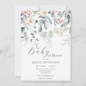 Baby in Bloom Meisje Sage Floral Modern Baby showe Kaart (Voorkant)