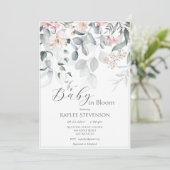 Baby in Bloom Meisje Sage Floral Modern Baby showe Kaart (Staand voorkant)