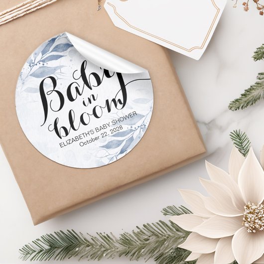 Baby in Bloom / Modern Baby shower Pinback Button Ronde Sticker