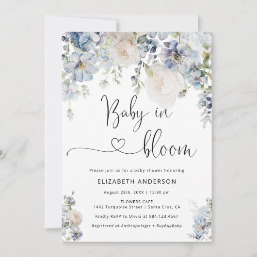 Baby in Bloom Modern Floral Baby Shower Kaart (Voorkant)