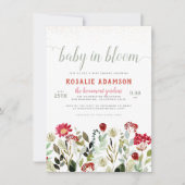 Baby in Bloom | Modern Floral Greenery Baby shower Kaart (Voorkant)