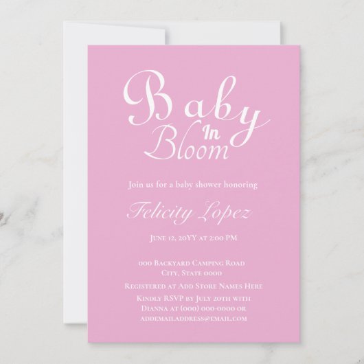 Baby in Bloom Modern Roze Kaart (Voorkant)