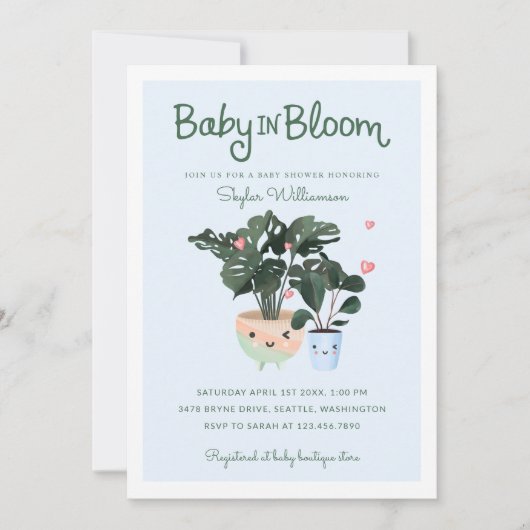 Baby in Bloom Moeder & Baby Boy Gepotte Planten Kaart (Voorkant)