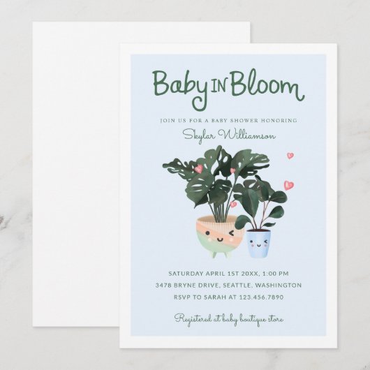 Baby in Bloom Moeder & Baby Boy Gepotte Planten Kaart (Voorkant / Achterkant)