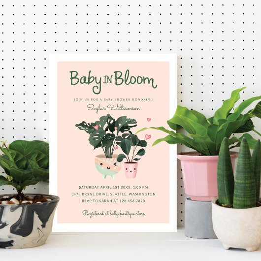 Baby in Bloom moeder en babymeisje Gepootte Plante Kaart