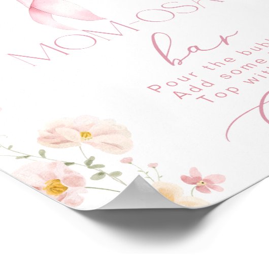 Baby in Bloom Momosa bar Pink Bow Poster (Hoek)