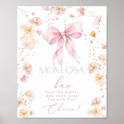 Baby in Bloom Momosa bar Pink Bow Poster (Voorkant)