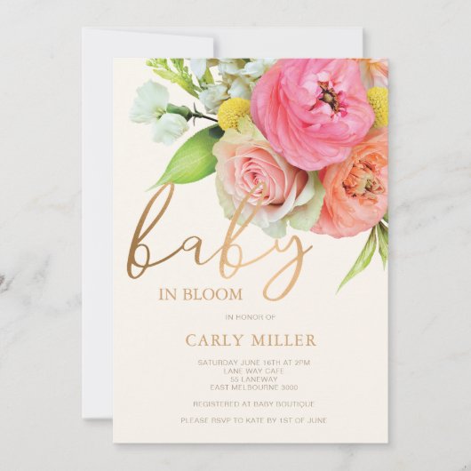 Baby In Bloom Mooi Bloemendesign Baby Shower Uitno Kaart (Voorkant)