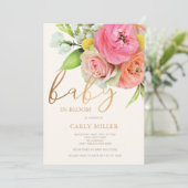 Baby In Bloom Mooi Bloemendesign Baby Shower Uitno Kaart (Staand voorkant)