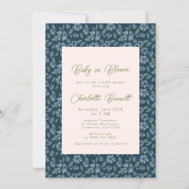 Baby in Bloom Navy Blue Floral Baby shower Kaart