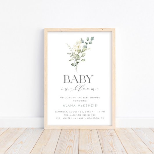 Baby in Bloom Neutraal Baby shower Welkom Poster