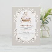Baby in Bloom Neutral Floral Baby shower Kaart (Staand voorkant)