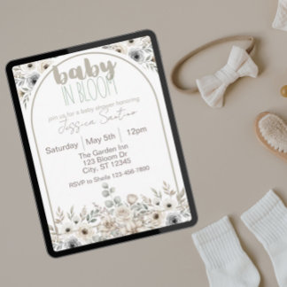 Baby in Bloom neutrale tinten baby shower Kaart