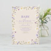 Baby in Bloom Paars Baby shower van wilde bloem Kaart (Staand voorkant)