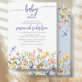 Baby in Bloom Paars Blue Wildflower Baby shower Kaart