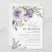 Baby in Bloom Paars Roos Floral Baby shower Kaart (Voorkant)