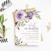 Baby in Bloom Paars Roos Floral Baby shower Kaart